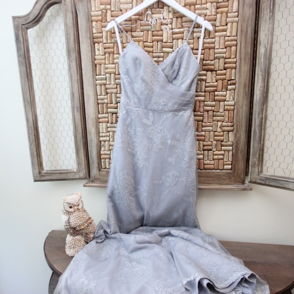 Hayley Paige 4L Heather gray Bridesmaid dress